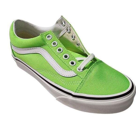 Vans Old Skool (Neon) Gecko Green True White Casual Shoes Sneakers 5.0M/6.5W - Picture 2 of 8